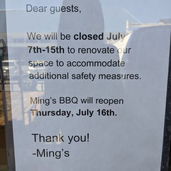 Ming's Bar B Que - Temporarily closed for renovations. Reopening July 16th. - Barbeque Near Me - Doraville, Georgia Ming's Bar B Que - Temporarily closed for renovations. Reopening July 16th. - Barbeque Near Me - Doraville, Georgia