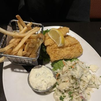 110 Grill - Fish & Chips with more coleslaw than anybody would ever want. - New American Near Me - Braintree, Massachusetts