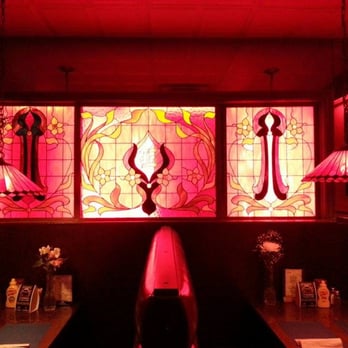 Elmhurst Tap Room - Beautiful red leaded glass - Burgers Near Me - Dearborn, Michigan