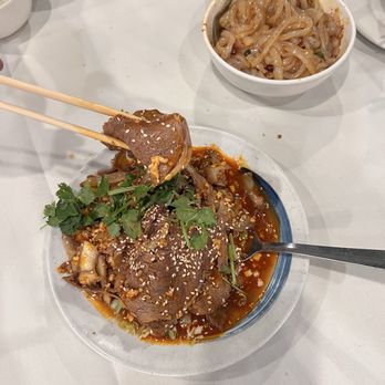 Chengdu Taste - Beef dish in chilli sauce. I forgot what the name of this dish is. Great flavor and the spices are amazing - Szechuan Near Me - Alhambra, California