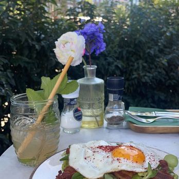 Benji's - Avocado Toast With Egg And Bacon. The Drink Is A Bali Mule - Breakfast & Brunch Near Me - Amsterdam, New Hampshire Benji's - Avocado Toast With Egg And Bacon. The Drink Is A Bali Mule - Breakfast & Brunch Near Me - Amsterdam, New Hampshire