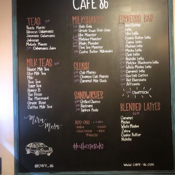 Cafe 86 - The menu - Desserts Near Me - San Diego, California