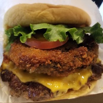 Shake Shack Livingston at the Circle - Shack Stack® - Cheeseburger and a 'Shroom Burger topped with lettuce, tomato, ShackSauce™. - Fast Food Near Me - Livingston, New Jersey Shake Shack Livingston at the Circle - Shack Stack® - Cheeseburger and a 'Shroom Burger topped with lettuce, tomato, ShackSauce™. - Fast Food Near Me - Livingston, New Jersey