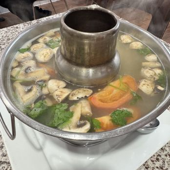 Thai House Express - Shrimp tom yum in a hot pot with chili on the side - Thai Near Me - Monterey Park, California Thai House Express - Shrimp tom yum in a hot pot with chili on the side - Thai Near Me - Monterey Park, California