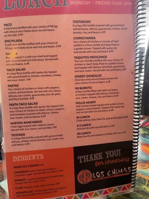 Menu photo 3 Los Chimas Mexican Restaurant Marceline, MO