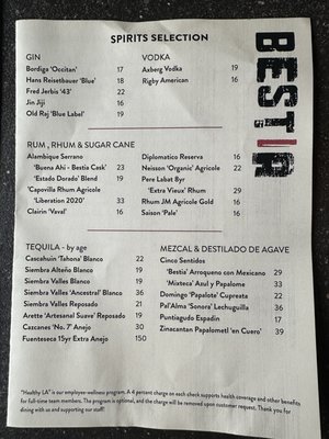 Menu photo 5 Bestia Los Angeles, CA