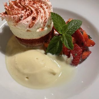 Zacatlán Restaurant - Red Velvet tres leches with egg nog ice cream - Mexican Near Me - Santa Fe, New Mexico