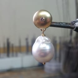 Three Golden Apples - Custom Handmade Pearl Earrings