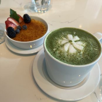 Bistro Du Jour - Matcha latte and crème brûlée - both delicious! - French Near Me - Washington, DC, District of Columbia