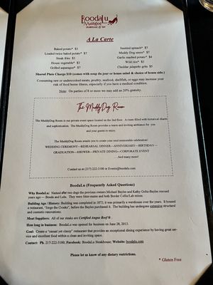 Menu photo 2 Boodalu Steak House Quincy, IL Menu photo 2 Boodalu Steak House Quincy, IL