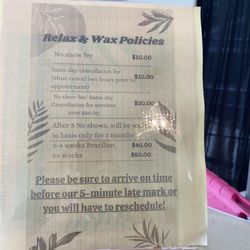 Relax & Wax - Policy