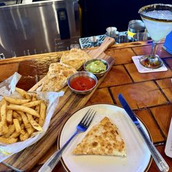 Lobster Quesadilla with their unique spicy delicious fries