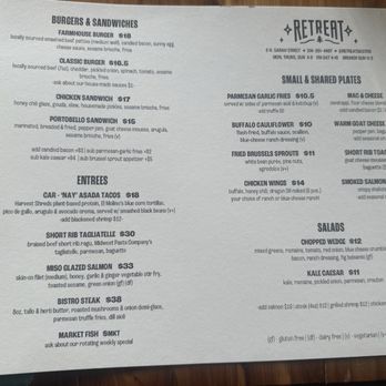 Retreat Gastropub - Food menu - Cocktail Bars Near Me - Saint Louis, Missouri