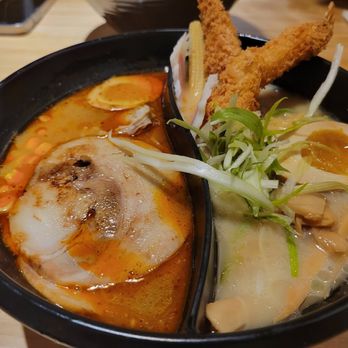 Kyuramen - Times Square - Yinyang Bowl (Tonkotsu + Spicy Miso) - Ramen Near Me - New York, New York Kyuramen - Times Square - Yinyang Bowl (Tonkotsu + Spicy Miso) - Ramen Near Me - New York, New York