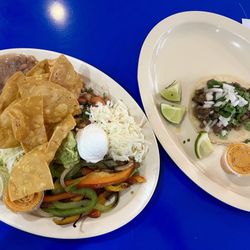 Brothers Taqueria - Veggie Bowl with one steak taco.