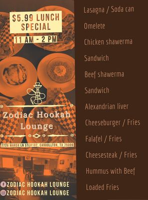 Menu photo 3 Zodiac Hookah Lounge Carrollton, TX Menu photo 3 Zodiac Hookah Lounge Carrollton, TX