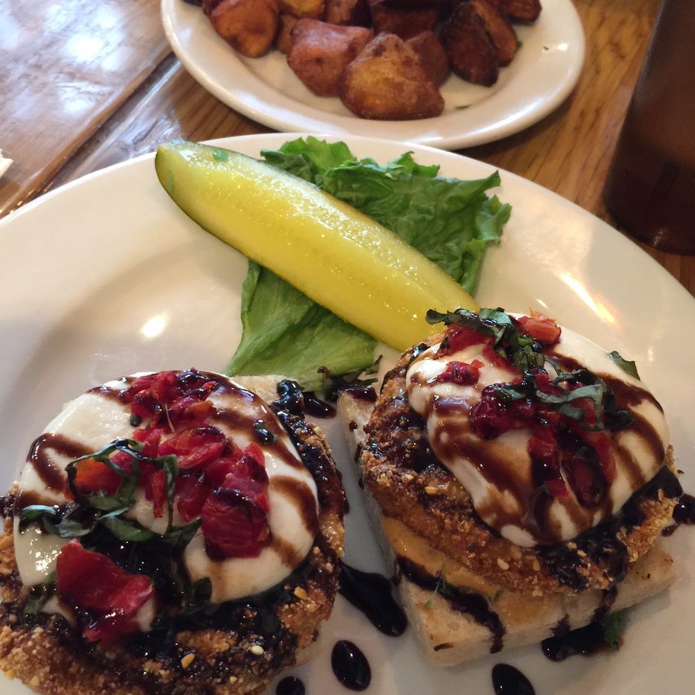 Backwater - Fried Green tomato Caprese open faced sandwich - delicious! - Breakfast & Brunch Near Me - Melbourne, Florida