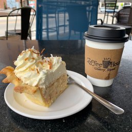 Coconut Cream Pie, Medium Americano in to-go cup Coconut Cream Pie, Medium Americano in to-go cup