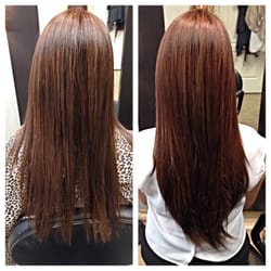 Avenue L Salon - Before and after Hot Heads Extensions