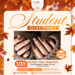 Nixa Nails - STUDENT DISCOUNT AT NIXA NAILS 
Students, this one's for you!