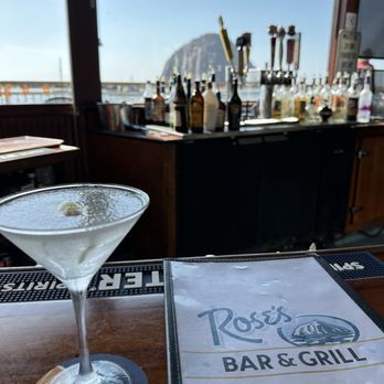 Rose's Bar and Grill - View of Morro Tock from the bar counter faced directly - Seafood Near Me - Morro Bay, California Rose's Bar and Grill - View of Morro Tock from the bar counter faced directly - Seafood Near Me - Morro Bay, California