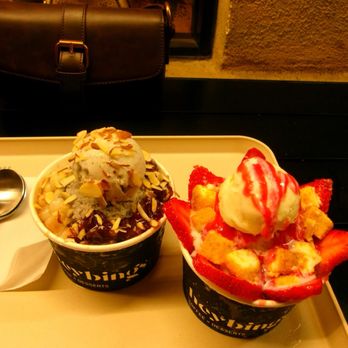 Heybings - Black Sesame Bingsoo, Strawberry Cheesecake Bingsoo - Desserts Near Me - Costa Mesa, California