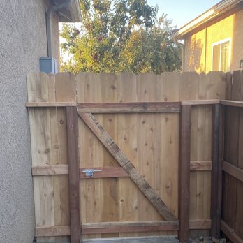 Jose's Fencing - New fence gate, hasn't been stained to match yet but looks great and solid as can be! - Fences & Gates Near Me Jose's Fencing - New fence gate, hasn't been stained to match yet but looks great and solid as can be! - Fences & Gates Near Me