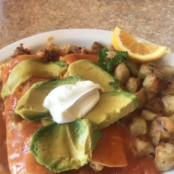 The Coffee Cup Cafe - Breakfast enchiladas with chorizo and added avocado - American Near Me - Long Beach, California