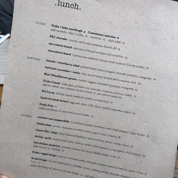 Drake Devonshire - Lunch menu - Hotels Near Me - Wellington, Ontario
