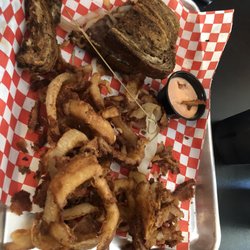 Cody's Gastro Garage - Patty Melt with sad onion rings