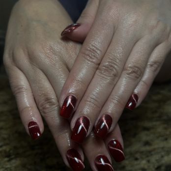 Nails Only - Red velvet cat eye never goes out of style - Nail Salons Near Me - Virginia Beach, Virginia
