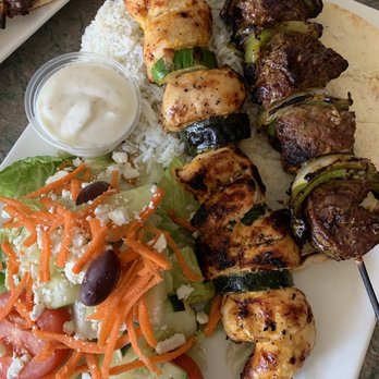Mediterranean Cafe - Beef Kabob and Chicken Kabob Combo Plate - Greek Near Me - San Diego, California Mediterranean Cafe - Beef Kabob and Chicken Kabob Combo Plate - Greek Near Me - San Diego, California