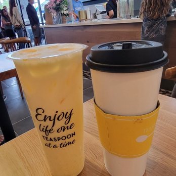 Teaspoon - Silky mango after shaking it & Seasonal Cocoa-lover - Bubble Tea Near Me - San Diego, California Teaspoon - Silky mango after shaking it & Seasonal Cocoa-lover - Bubble Tea Near Me - San Diego, California