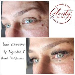 Glocity Salon - Lash extensions are synthetic fibers. The extensions are carefully applied one at a time using a specially-formulated, semi-permanent glue.