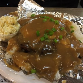 Marianas Grinds - loco moco with side mac salad - Hawaiian Near Me - Jacksonville, Florida Marianas Grinds - loco moco with side mac salad - Hawaiian Near Me - Jacksonville, Florida