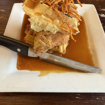 Fancy's Southern Cafe - Chicken and Waffles with Sweet Potato accent on top - Southern Near Me - Fort Myers, Florida Fancy's Southern Cafe - Chicken and Waffles with Sweet Potato accent on top - Southern Near Me - Fort Myers, Florida