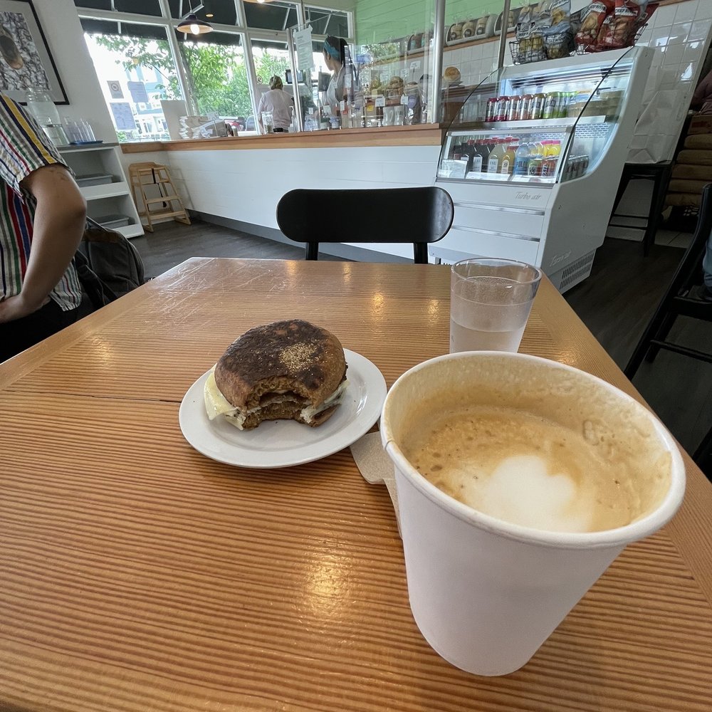 Vinal Bakery - Maple latte and sausage egg English muffin - Cafes Near Me - Somerville, Massachusetts