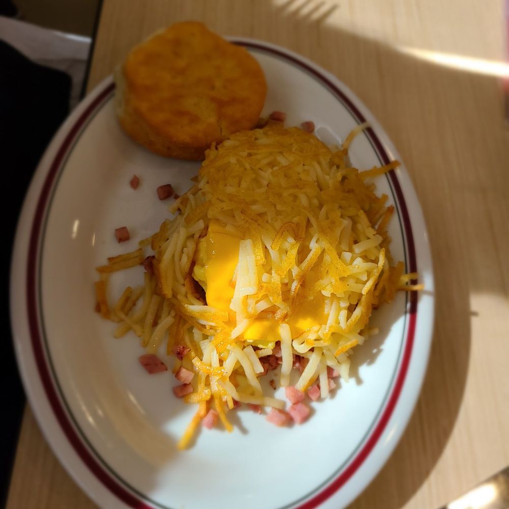 Huddle House - Ham and cheese stuffed hashbrowns - Diners Near Me - Georgetown, Texas