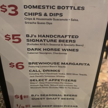 BJ's Restaurant & Brewhouse - Happy hour menu. - Pizza Near Me - Brea, California BJ's Restaurant & Brewhouse - Happy hour menu. - Pizza Near Me - Brea, California