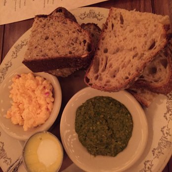 The Publican - Publican bread with pimento cheese, pesto, butter - New American Near Me - Chicago, Illinois The Publican - Publican bread with pimento cheese, pesto, butter - New American Near Me - Chicago, Illinois