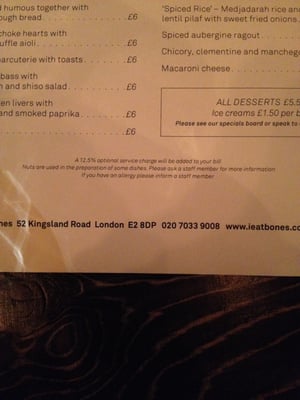 Menu photo 1 Bones London, XGL