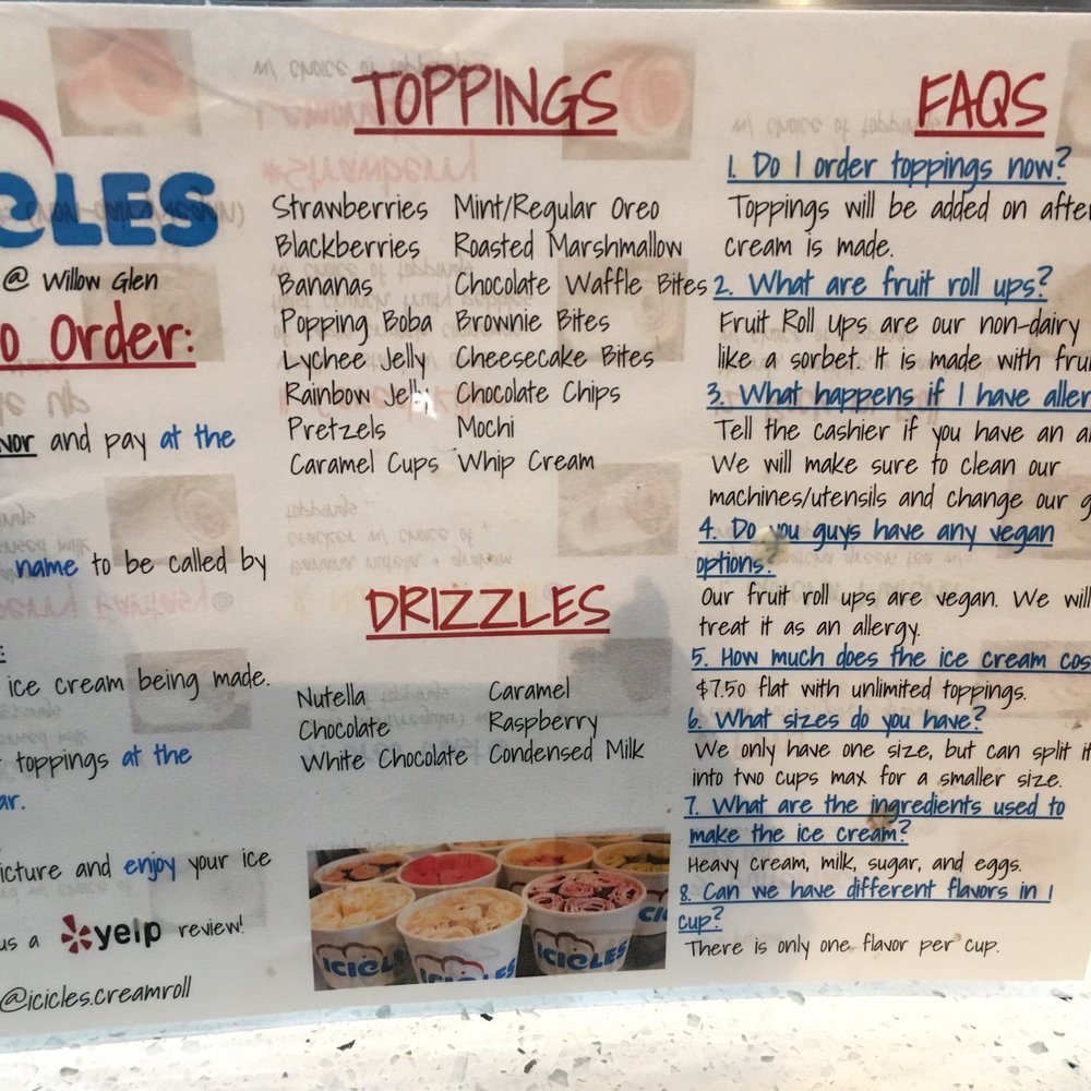 Icicles - How to order ice cream - Desserts Near Me - Newark, California Icicles - How to order ice cream - Desserts Near Me - Newark, California