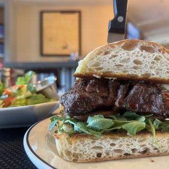 Second Story Restaurant - Flat Iron Steak Sandwich & Green Salad - New American Near Me - Manhattan Beach, California