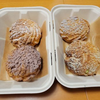 AlimamaTea - Cream puffs. Top left yuzu, top right brown sugar, bottom right matcha, bottom left Viet coffee - Desserts Near Me - New York, New York AlimamaTea - Cream puffs. Top left yuzu, top right brown sugar, bottom right matcha, bottom left Viet coffee - Desserts Near Me - New York, New York