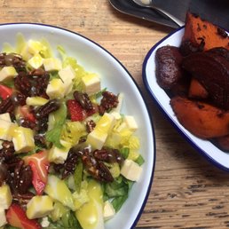 The Caerphilly pear and pecan salad - tasty, filling, secretly healthy but so satisfying with the beet & sweet wedges on the side.