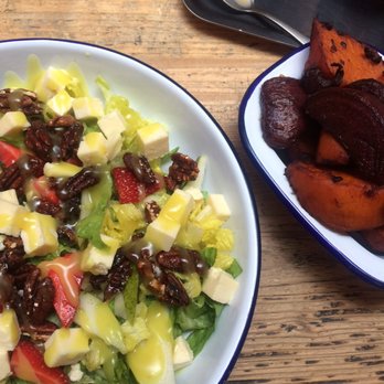 The Wheatsheaf - The Caerphilly pear and pecan salad - tasty, filling, secretly healthy but so satisfying with the beet & sweet wedges on the side. - Pubs Near Me - London, XGL