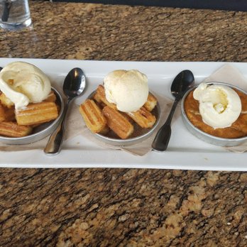 BJ's Restaurant & Brewhouse - Pizookie Trio - churro and white macadamia nut pizookies - New American Near Me - Laurel, Maryland