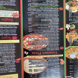 Abruzzi Pizza - Back of menu