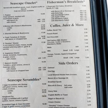 Seascape Restaurant - Second page of breakfast options - Seafood Near Me - Trinidad, California Seascape Restaurant - Second page of breakfast options - Seafood Near Me - Trinidad, California