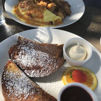 Taverna - French toast, lobster omelet and potatoes. - Italian Near Me - Austin, Texas Taverna - French toast, lobster omelet and potatoes. - Italian Near Me - Austin, Texas